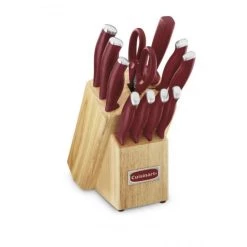Deals 👏 Cuisinart 12 Piece Red & Stainless Steel Cutlery Block Set 😀