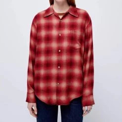 Budget โจ Re/Done 60S Plaid ๐ Shirt in Burgundy Tan Plaid - ๐ฉ women ๐