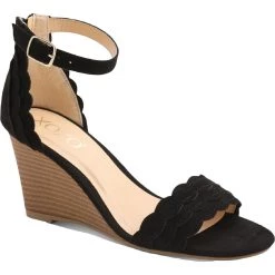 Best Sale 🛒 XOXO Magenta 👩 Womens Faux Suede Ankle Strap Wedge 🩴 Sandals 🥰