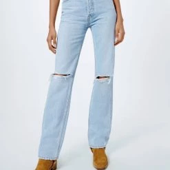 Best reviews of ⭐ Re/Done 90S High Rise Loose Bleach Destroy Jean in Pale Indigo Wash - 👩 women 👍