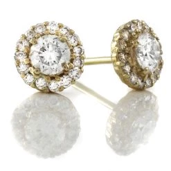 Brand new ๐ Ariana Rabbani Diamond Solitaire Stud Earrings with Pave Diamonds Yellow Gold - ๐ฉ women ๐งจ