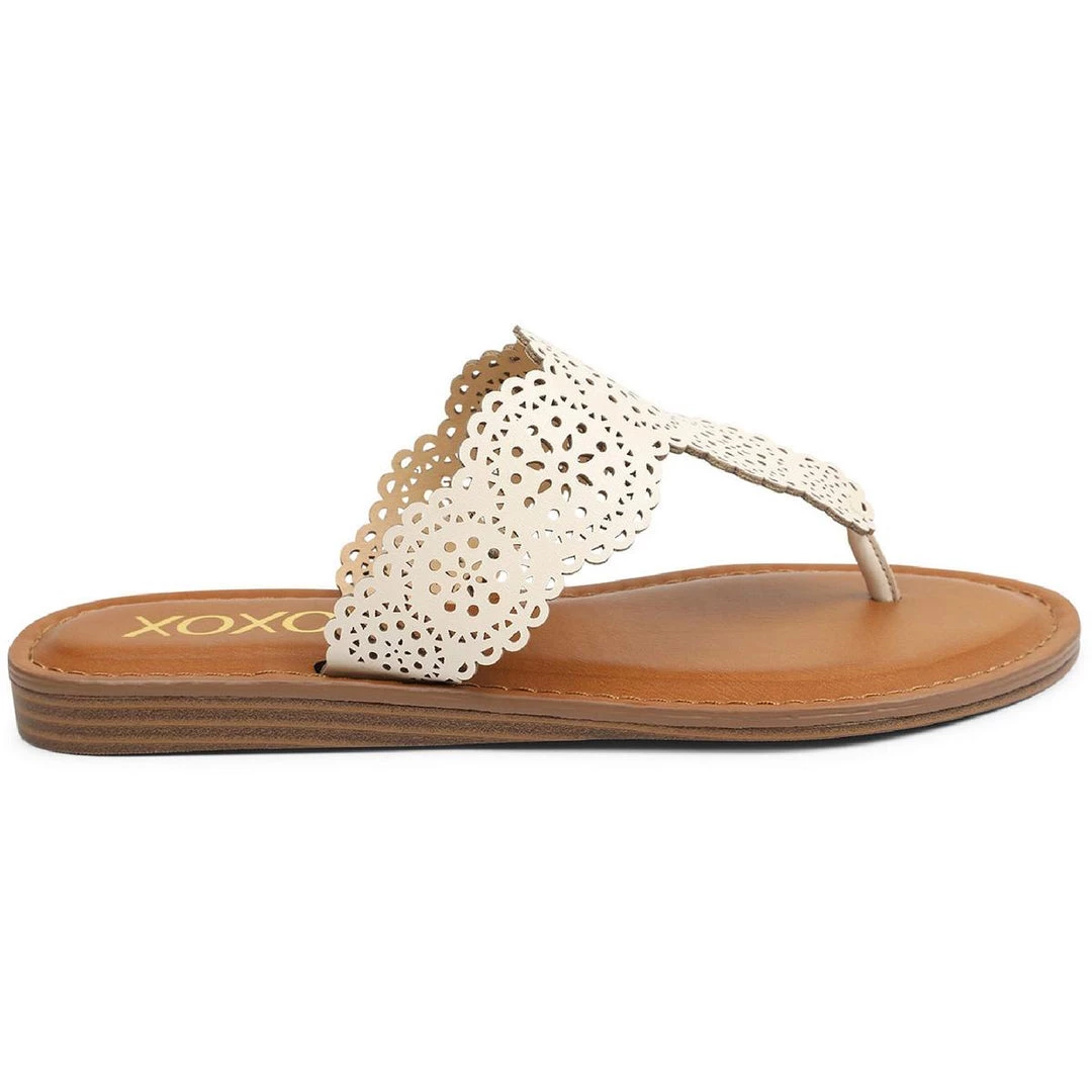 Discount ๐ XOXO Rally ๐ฉ Womens Laser Cut Cushioned Thong ๐ฉด Sandals ๐งจ 4 Discount ๐ XOXO Rally ๐ฉ Womens Laser Cut Cushioned Thong ๐ฉด Sandals ๐งจ - Image 2
