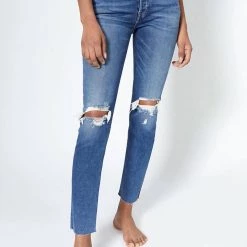 Outlet 🔔 Re/Done 90'S High Rise Ankle Crop 👖 Jeans in Dusk Destroy - 👩 women ❤️