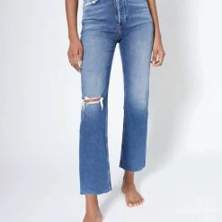 Promo 😉 Re/Done Comfort Stretch Ultra Highrise Stove Pipe Jean in Vintage Indigo Destroy - 👩 women 👏