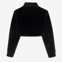 Best deal ⌛ Re/Done 👩 Women'S Cropped Velour Polo in Black 🔥