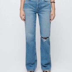 Budget ✔️ Re/Done 90S High Rise Loose Jean in Worn Heather Blue - 👩 women ✔️